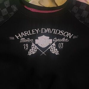 Harley-Davidson Black Checkered Crew neck Sweatshirt